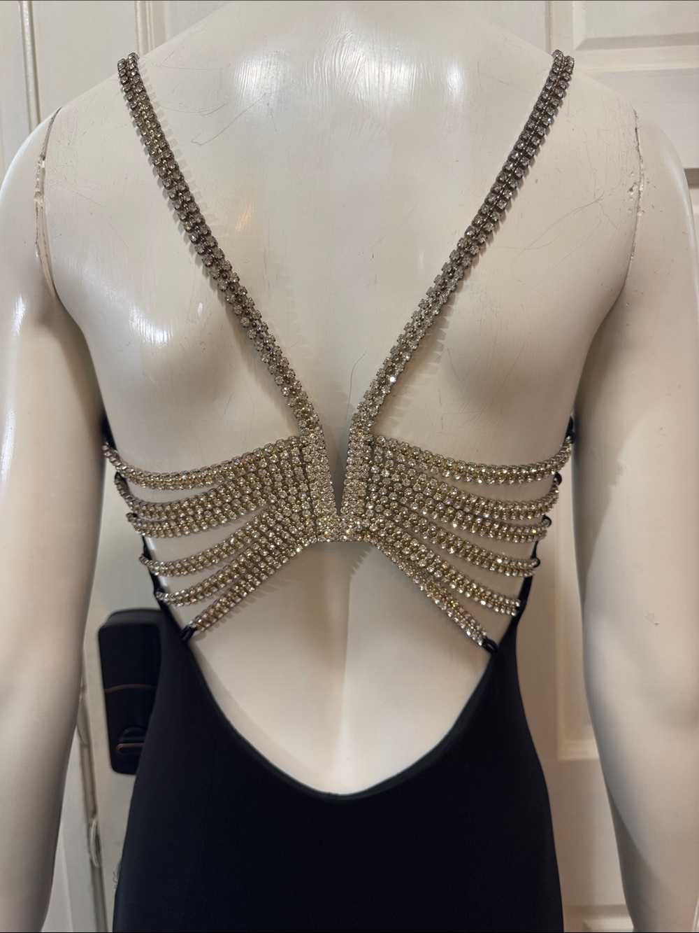 Cache Vintage 2000s 1990s Cache 
Diamante Strap Open Back Gown Size 4. A1
